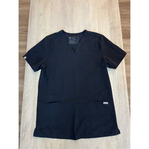 Figs Casma 3 Pocket Scrub Top in Black Size Small - Picture 1 of 5